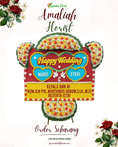 Karangan Papan Bunga Pernikahan di Ciptaharja